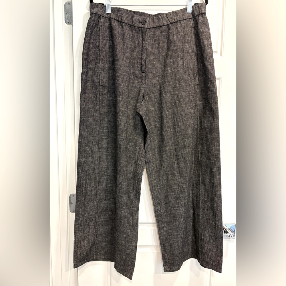 NEW Eileen Fisher Tweedy Hemp Cotton Wide Leg Ankle Pants Women's Large Business